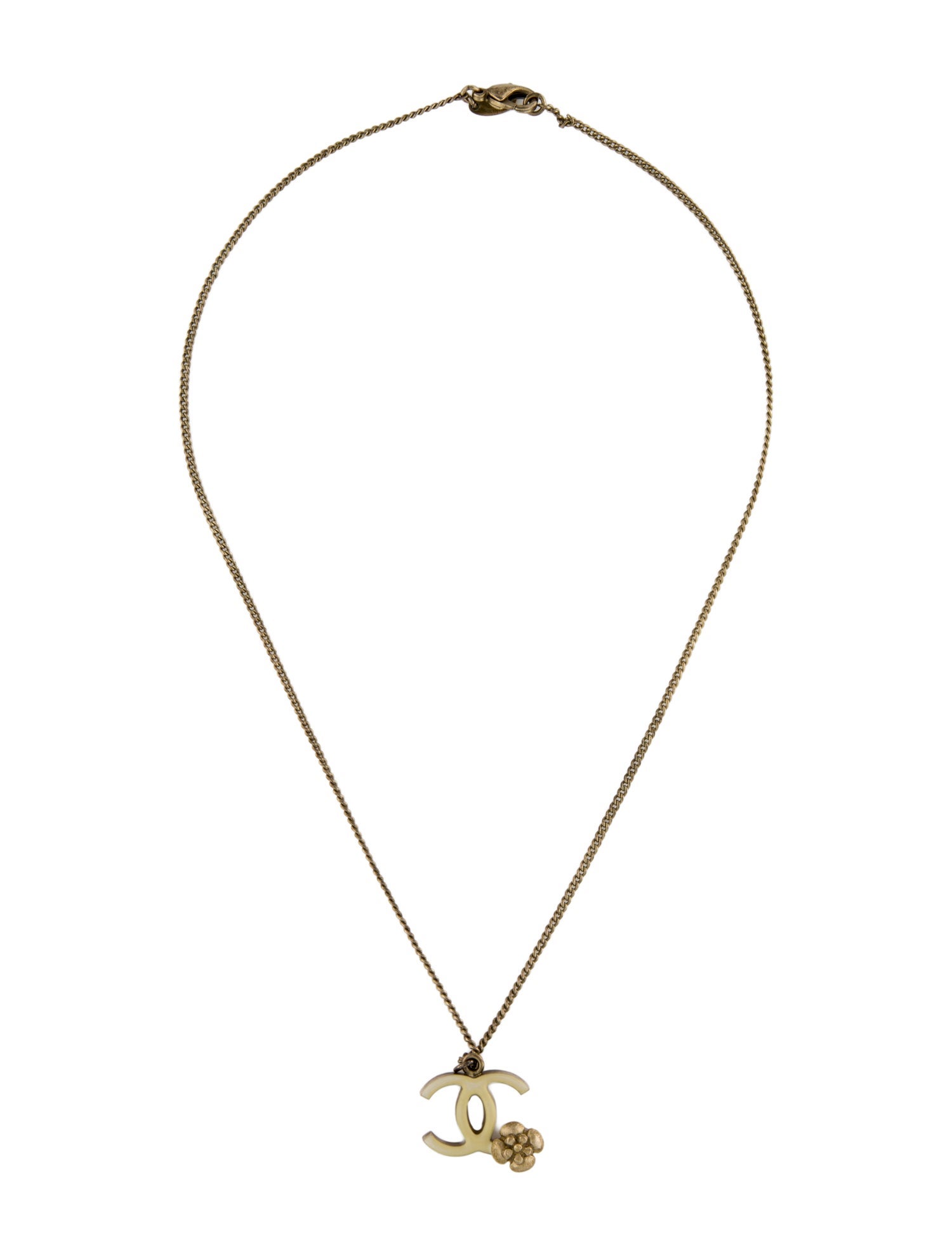 Chanel Enamel CC Camellia Pendant Necklace